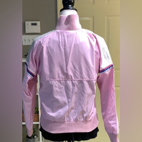 Vintage OSSI SKI-WEAR 3/4 Zip Pullover Pink w/stripes Lightweight Jacket Size M - Picture 2 of 6